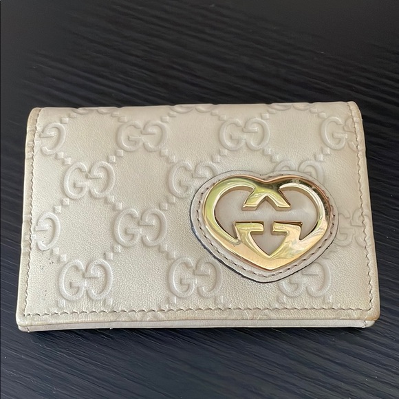 Gucci Card Holder Wallet with Gold Heart Logo - Picture 1 of 12